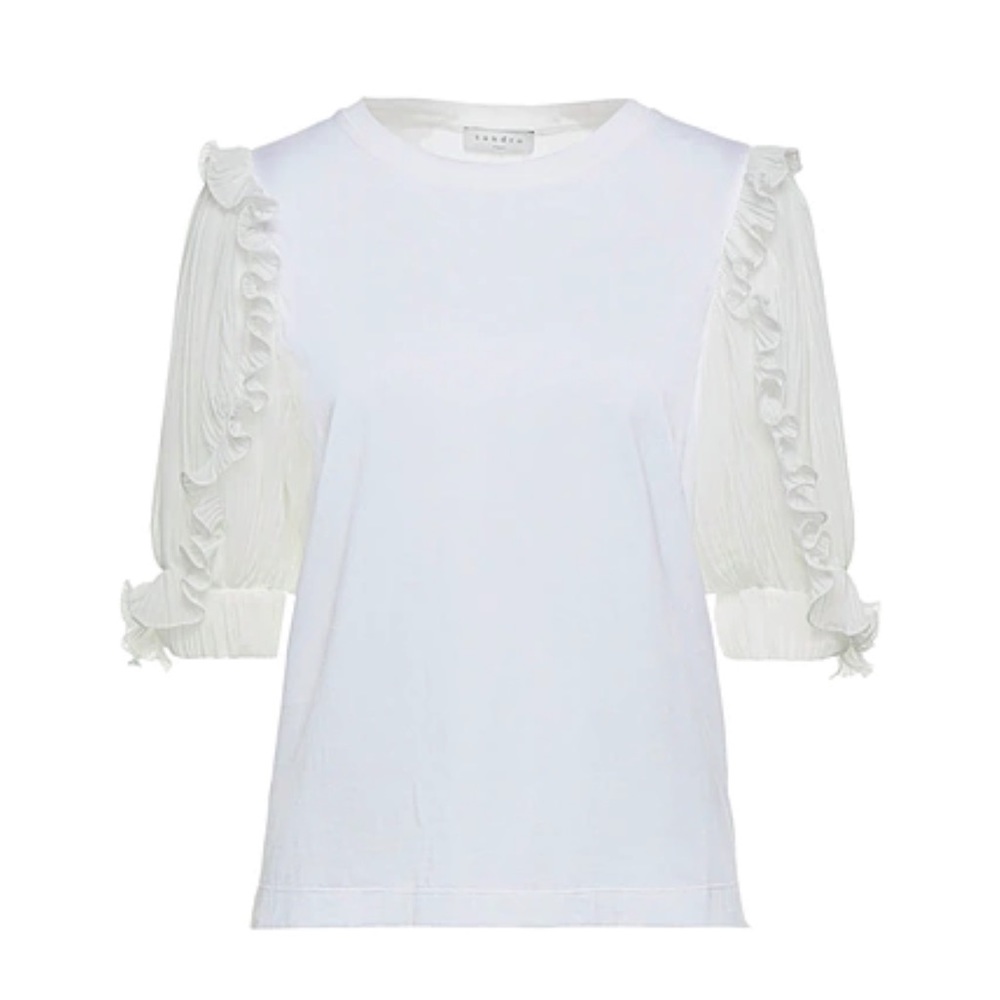 Sandro T-shirt with Intricate Sleeves, White